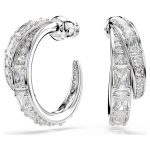 Vienna hoop earrings Mixed cuts, White, Rhodium plated